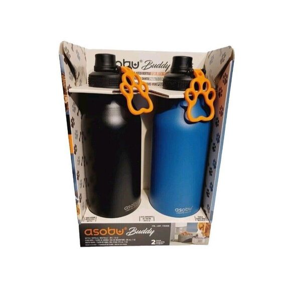 2-pack ASOBU Buddy 34oz Insulated Bottle Tumbler + Food + Water Bowl Leak Proof - Picture 2 of 13